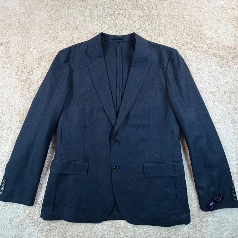 J.Crew Mens 44R Ludlow Blazer Navy Blue Moon England Wool Cotton BH230